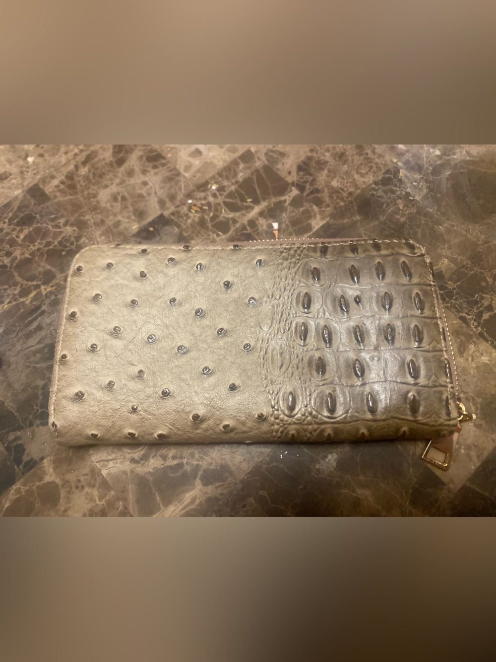 Women's Metallic brown Textured Zip-Around Wallet EUC